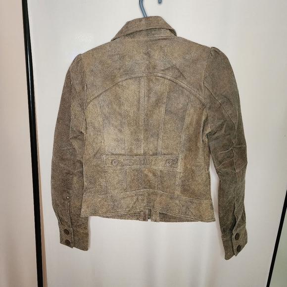 Genuine Leather Jacket in brown / camel Brand Rezult, collar, - Picture 7 of 10